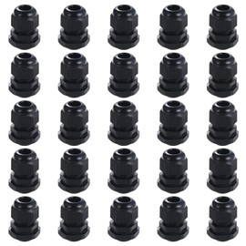 Faankiton 25PCS PG9 Adjustable Cable Glands, Waterproof Nylon Cable Glands, Cable Gland Waterproof Nylon Cable Connectors, Thread Gland Connectors, Cable Gland Wire Protector with Locknut, Black
