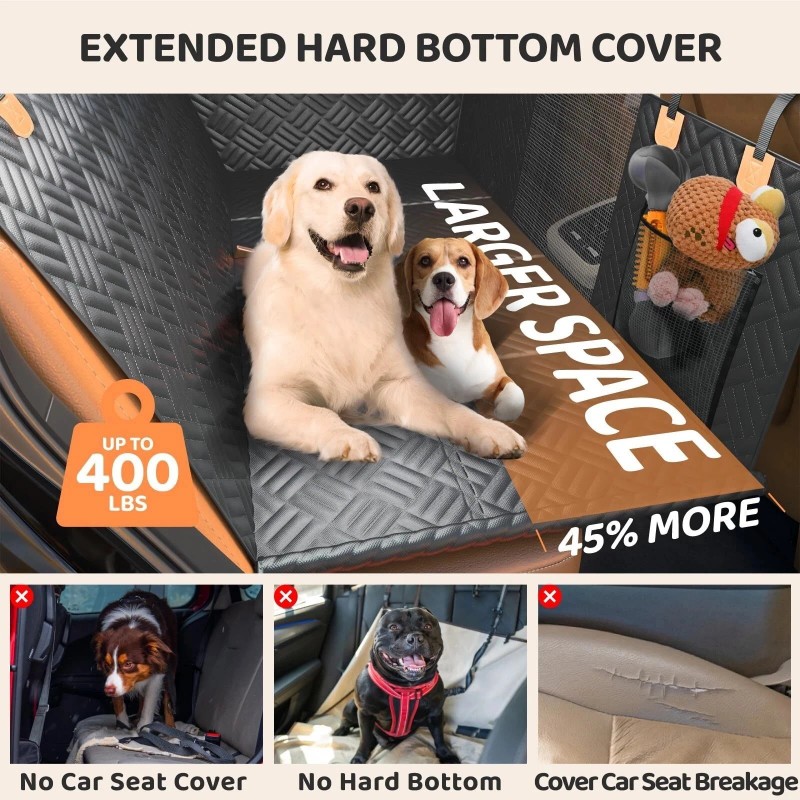 PROZAR Dog Car Seat Cover for Back Seat Hard Bottom