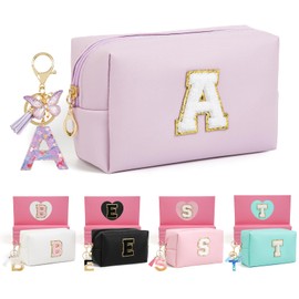 AIBFRID Birthday Gifts for Women Her,Travel Cute Makeup Bag,Large Capacity Cosmetic Bags for Women Makeup Pouch PU Leather Waterproof Cosmetic Bag (A, Purple)