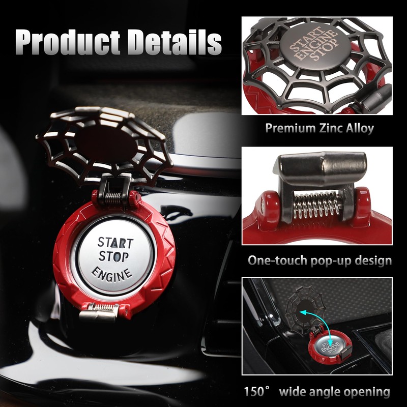 TOMALL Car Push Start Button Cover Universal for Car Motorcycle
