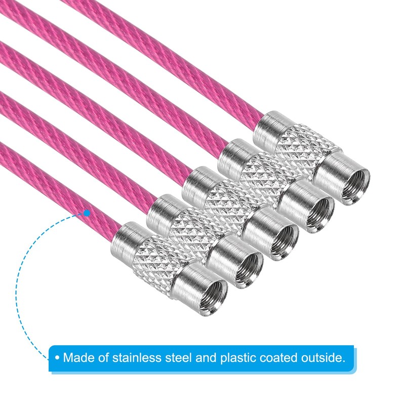 [PATIKIL] 6PCS 150mm Length Wire Keychain Cable Stainless Steel 2mm
