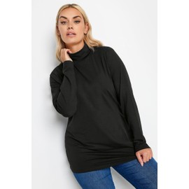 Yours Curve Long Sleeve Turtle Neck Top - Women's - Plus Size Curve Black
