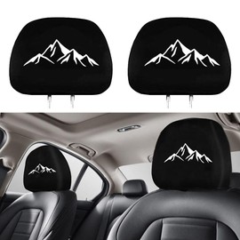URHWYTV 2 Pack Headrest Covers Compatible with Mountain Range Mountain Mountains Climbing Hiking Explore Adventure, Soft Black Fabric Head Rest Cover Universal Fit to All Car/Truck Models