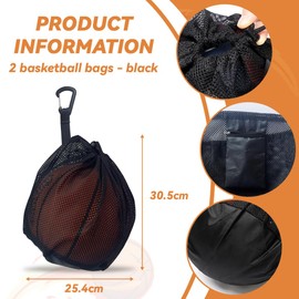 DIFLAX 2 Stück Ballnetz Ballsack,Ballnetz 1 Ball,Basketball Tasche Fußball Netzbeutel,Balltasche mit Karabiner sowie Kordelzug, Tragbare Faltbar Ball Tasche für Fußball Volleyball etc Ballspiele
