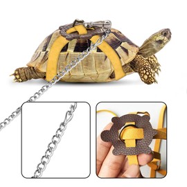 HOKABLE Pet Turtle Leather Harness & Leash - Adjustable Control for Tortoises (S, Black)