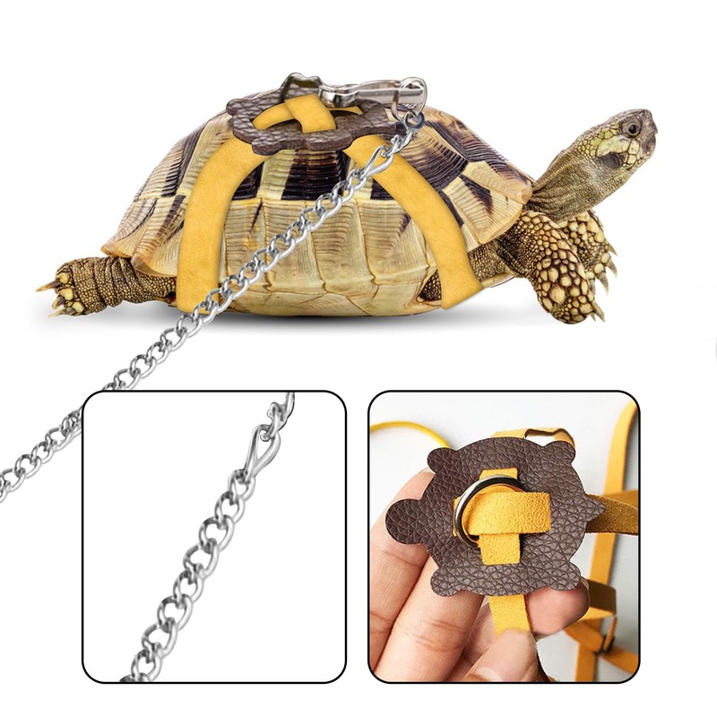 HOKABLE Pet Turtle Leather Harness & Leash - Adjustable Control