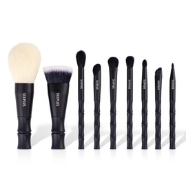 SIXPLUS Black Bamboo Makeup Brushes Set of 9 Popular Makeup Brushes, Foundation Brushes, Eyeshadow Brushes, Makeup Brushes, Makeup Brushes, Brush Set, Portable, Includes Makeup Pouch- Zen