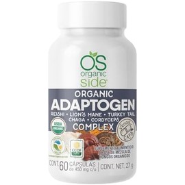 Organicside - Adaptogen Complex 60 Cápsulas - Reishi, Lions Mane, Turkey Tail, Chaga y Cordyceps Orgánicos - USDA y SAGARPA