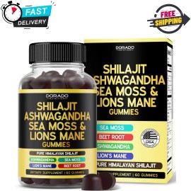 DORADO NUTRITION Shilajit Gummies with Sea Moss, Ashwagandha & Lions Mane for Men & Women