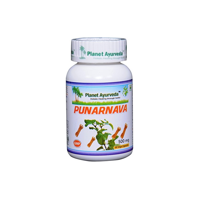 Planet Ayurveda Punarnava, 500mg Veg Capsules - 2 Bottles