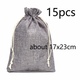 HERZWILD Jute Bag, Jute Bag, Fabric Bag, Gift Bag for Advent Calendar (Grey-17 x 23 cm, 15 Pieces)
