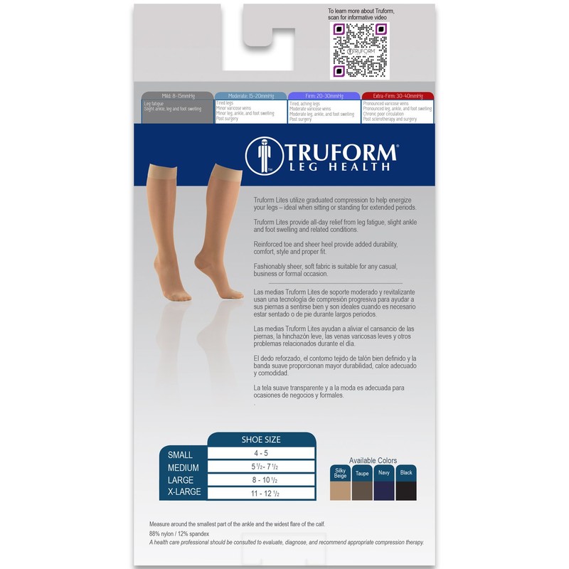 Truform Truform Sheer Compression Stockings, 8-15 mmHg, Women's Knee High