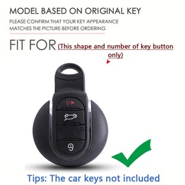 SANRILY Golden-Edge 4 Button Key Fob Cover for Mini Cooper Countryman F56 Convertible Clubman Hardtop Keyless Full Protection Key Case Shell with Keychain Light-Green