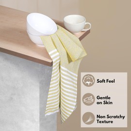 Softopia Cotton Cloth Napkins 18x18 Inches - Striped Design, 100% Cotton, Reusable & Durable Fabric Napkins for Dining, Everyday Meals, Events, Parties - Machine Washable, Set of 4, Lemon Yellow