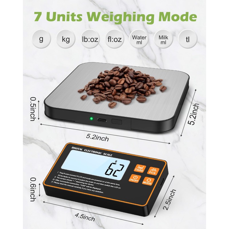 KeeKit Digital Kitchen Scale, 33lb Stainless Steel Food Scale with