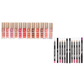 Set 12 Gloss Thirsty Pout Italia Deluxe + 12 Delineador Labios IVY | Colección Completa de gloss con Aroma a Cacao, Fórmula Hidratante con Vitaminas