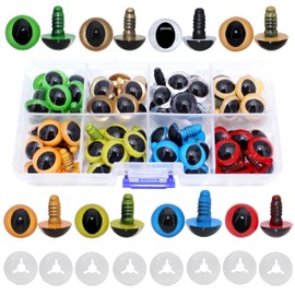 ARTCXC 64Pcs 15mm 8Colors Flat Pupils Plastic Safety Eyes Craft Eyes with Washers for Doll, Puppet, Plush Animal DIY Making