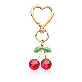 Auiremrti Sweet Cherry Keyring, Kawaii Cherry Bag and Purse Charm for Women, Car Key, Decoration, Gifts, Accessories, Bag Charm for Women