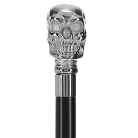 Royal RC Canes Premium Brass Chrome Skull Handle Walking Cane – Black Beechwood Shaft, and 18mm Rubber Tip, Cane for Men and Women