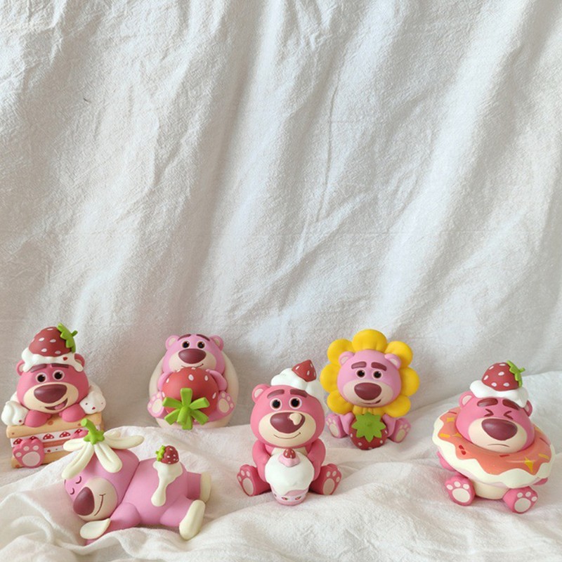 6pcs Cute Car Ornament Strawberry Bear Shape Multi Purpose Car
