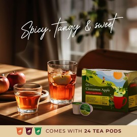 Gya Tea Co Cinnamon Apple Herbal Tea Pod (24 Count)- Decaf Wellness Tea for Body Comfort & Relaxing