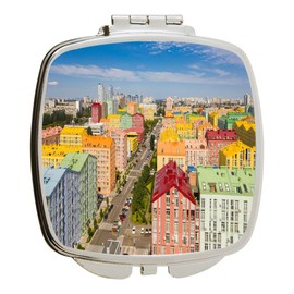 Island Gifting - Image of Aerial View of Residential Complex in Kyiv Ukraine - Square Compact Mirror - Travel Mirror
