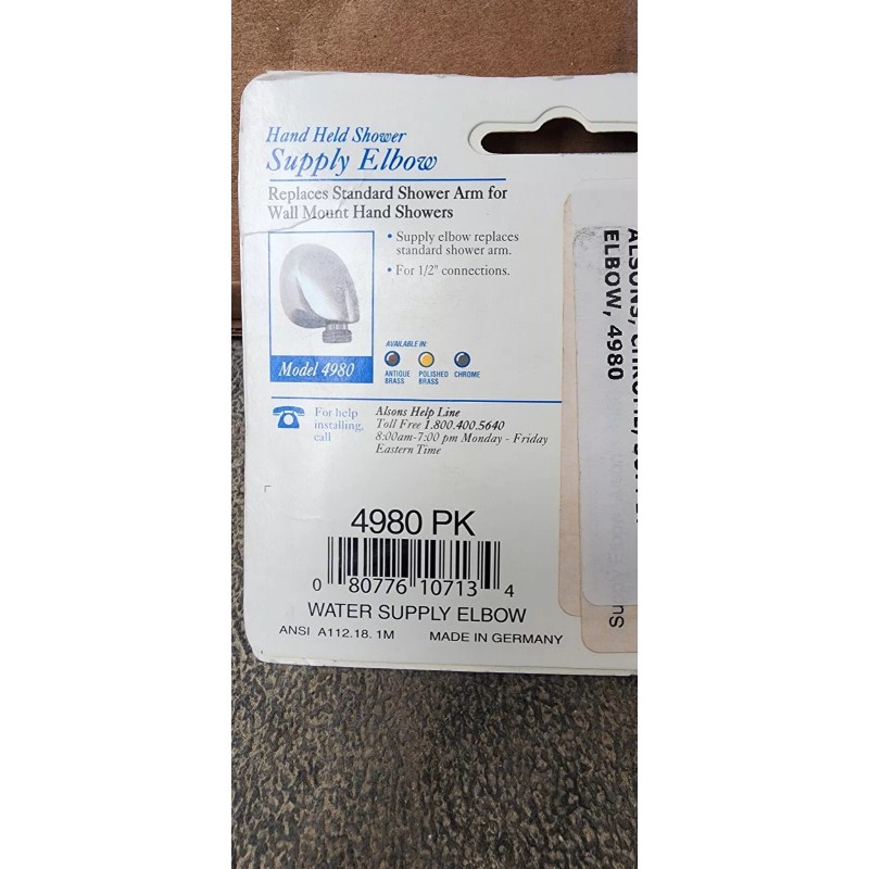 Alsons Hand Held Shower Supply Elbow | 4980 PK