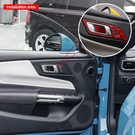 BETTERHUMZ Compatible with Ford Mustang 2024 2025 Carbon Fiber Door Handle Bowl Trim Anti-Scratch Sticker Car Interior Accessories (Red)