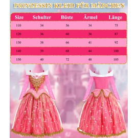 Sleeping Beauty Costume Girls, Princess Aurora Costume, Children, Sleeping Beauty Dress, Fancy Dress Costume, Pink Dress for Carnival, Birthday with Accessories, Wig, Handbag, Crown, Wand G085L