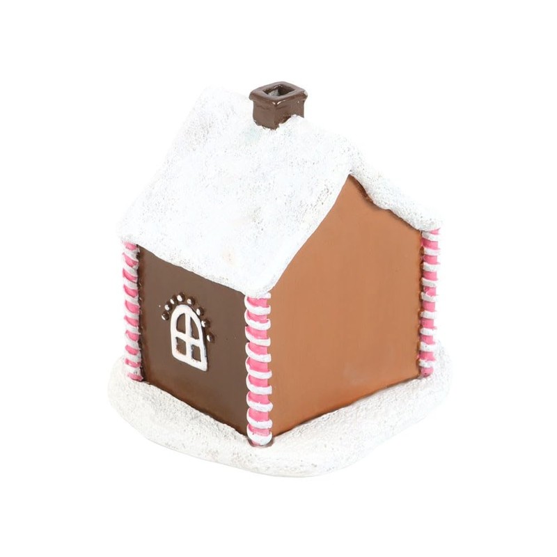 Pink Gingerbread House Incense Cone Burner - Festive Holiday Decor,
