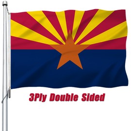 WANSHUNDE Arizona Flag 3x5 Outdoor Double Sided - Heavy Duty Polyester State of Arizona Flags for Outside 4 Rows Hemming AZ Flag with 2 Brass Grommets