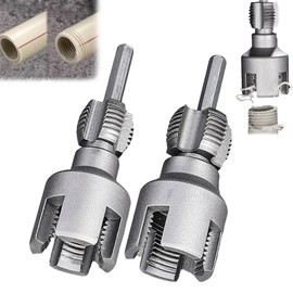 Integrated Internal & External Pipe Threading Tool, Plastic Pipe Threader Cutting Tool, PVC Pipe Threader Electric Drill Compatible, 1/2" (DN15) 3/4" (DN20) Pipe Sizes Rethreading Tool (1/2"+3/4")