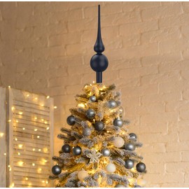 Glass Christmas Tree Topper, Black Tree Topper, UNOLIGA 26cm Vintage Handblown Glass Xmas Tree Topper Decorations
