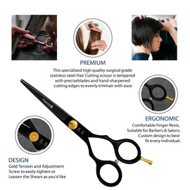 Professional Hair Cutting Scissors - VERY SHARP - Barber 5.5-inch Razor Edge Shears - Made from Forged Stainless Steel with Fine Adjustment Screw