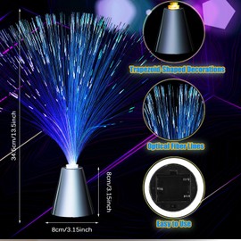 Patelai 16 Pcs Fiber Optic Lamp Bulk 13.5" Blue LED Fiber Optic Lights for Party Centerpiece with Crystal Base Battery Powered for Sensory Bedroom Christmas Neon Glow Party Supplies