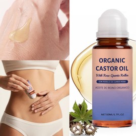 Organic Castor Oil with Rose Quartz Roller, Organic Castor Oil Roll On, Natural Ingredients - 1.7 fl oz (1)