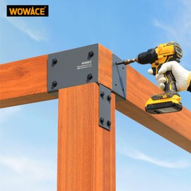 WOWACE 2 Pack 6x6 (Actual 5.5"x5.5") Heavy Duty Stainless Steel Pergola Brackets - Corner Post to Beam Connector for Gazebos, Patio Decks, Porches - Wood Post Cap Tie Bracket (Dark Gray)