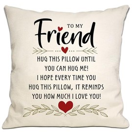 Romantic Reminder Gift Throw Pillow Cover for Friend from Friend Best Friend Birthday Graduation Thanksgiving Friendship Gift Best Friends Present for Women Men Girls Boys(Friend)