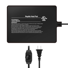 Simple Deluxe 6X8 Inch 8W Reptile Heating Pad with Temperature Adjustable Knob Under Tank Terrarium Heating Mat for Turtles, Lizards, Frogs, and Other Reptiles