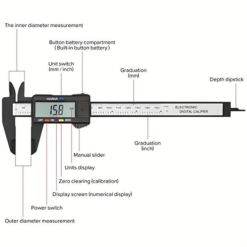 Digital Caliper Tools with Extra Large LCD Screen, 1 Count