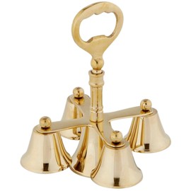 Brass Altar Bells, Hand Held Miniature Chimes for Wedding Events and Church Services, 4.5 by 5 Inches