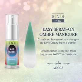 SNS Healthy Natural Nails SNS Air Ombre Nail Spray Powder (Green Aqua, AO008) - Nail Art Manicure Designs Using Spray-On Tech - For Beginner Nail Techs & DIY Enthusiasts - Works With Dip Powder, UV Gel & Acrylic