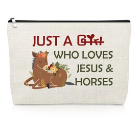 Horse Gifts for Women Christian Makeup Bag Horse Lover Gifts for Women Cowgirl Equestrian Cosmetic Bag Religious Present Animal Lover Present for Friend Christian Christmas Birthday Travel Pouch
