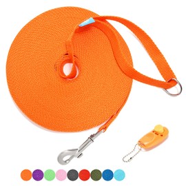 BAAPET 15/20/30/50/100 ft Long Dog Training Leash with Clickers for Small, Medium and Large Dogs or Cats (50 Feet, Orange)