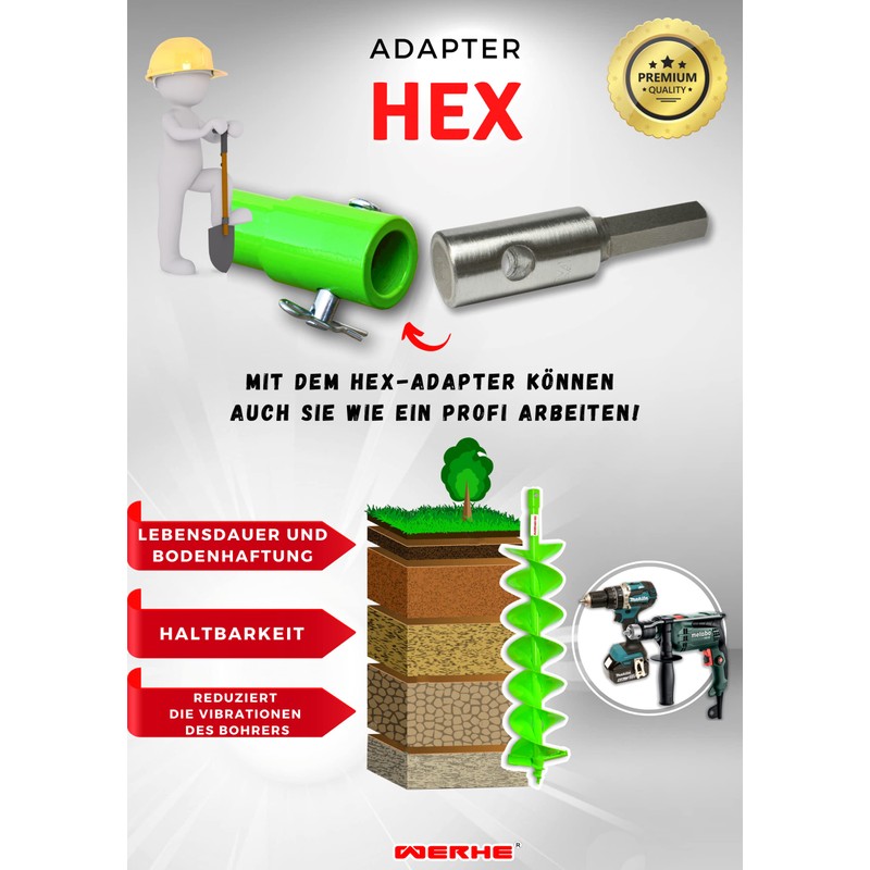 WERHE Professional Bore Suitable for Hex Drill Cordless Combi Drill