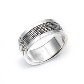 Silverly Men's Women's .925 Sterling Silver Bali Rope Band Thumb 9mm Ring