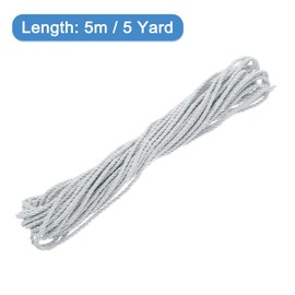 sourcing map Twisted Cord Trim, 5 Yard 3mm 3-Ply Twine Braided Rope Shiny Thread String for Craft Gift Bag Curtain Christmas Decor, White - 5m