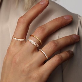 MILACOLATO Gold Rings for Women 14K Gold Plated Rings Set Stackable Knuckle Rings CZ-8