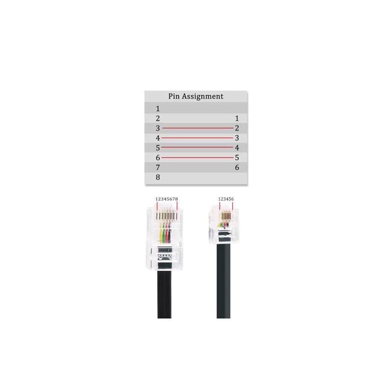 Cable adaptador RJ11 a RJ45, macho a macho cable de
