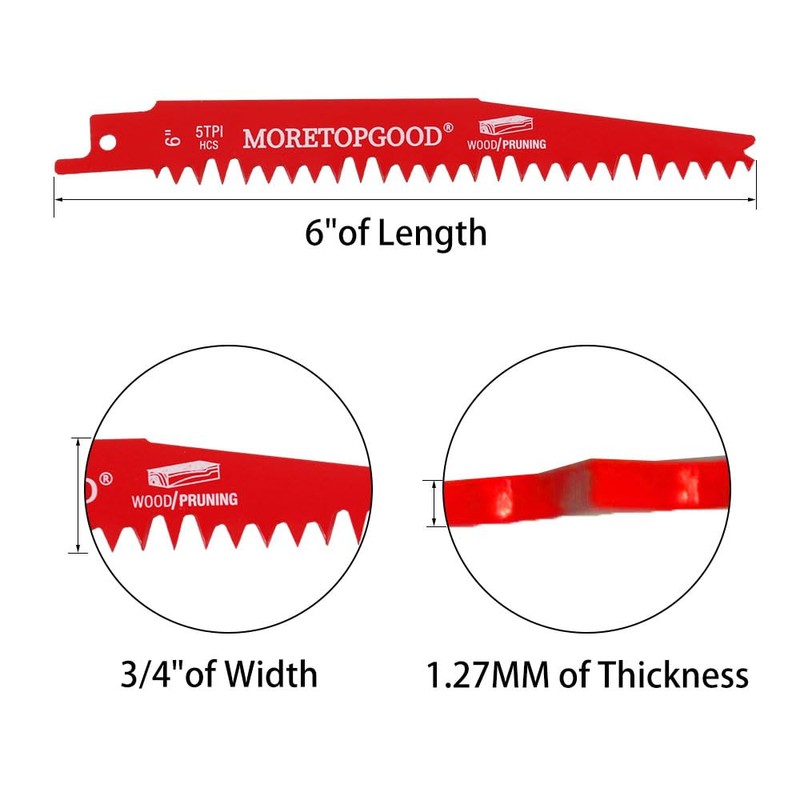 MORETOPGOOD Wood Pruning Reciprocating Saw Blades,6 Inch Saw Blades for